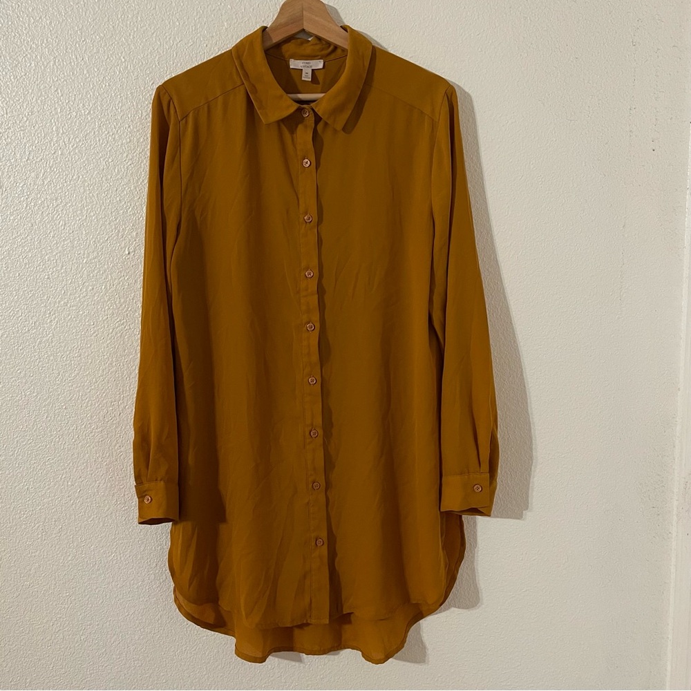 Como Vintage Womens Mustard Yellow Collared Shirt Size Medium
